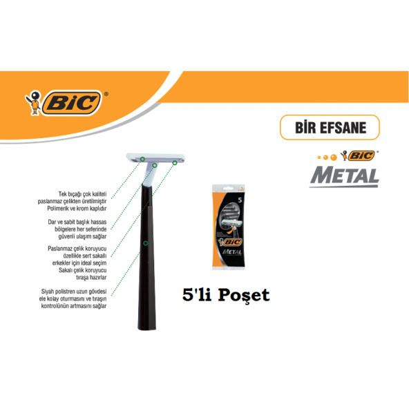 Bic Metal Tıraş Bıçağı 5 li 1 Paket