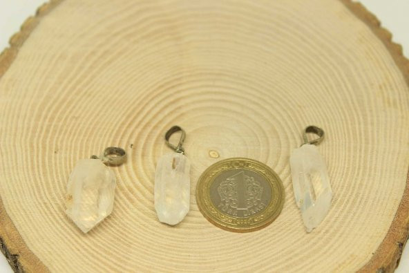 Kristal Kuvars Taşı 925 Ayar Gümüş Aparatlı Kolye Ucu ürün görseli