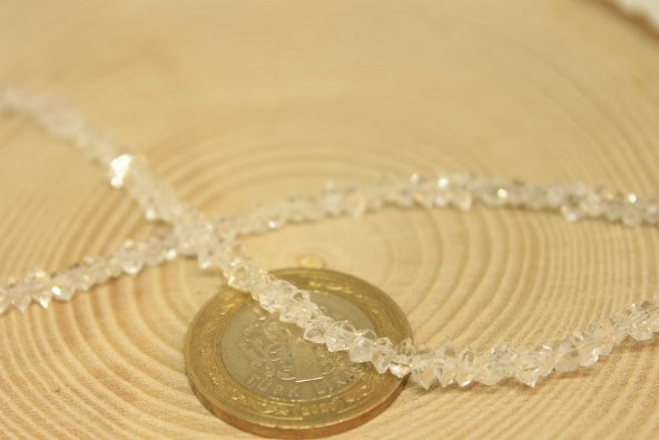 Kristal Kuvars Taşı Berrak Renk Küçük Ham Parçalar Kolye - Resim 2