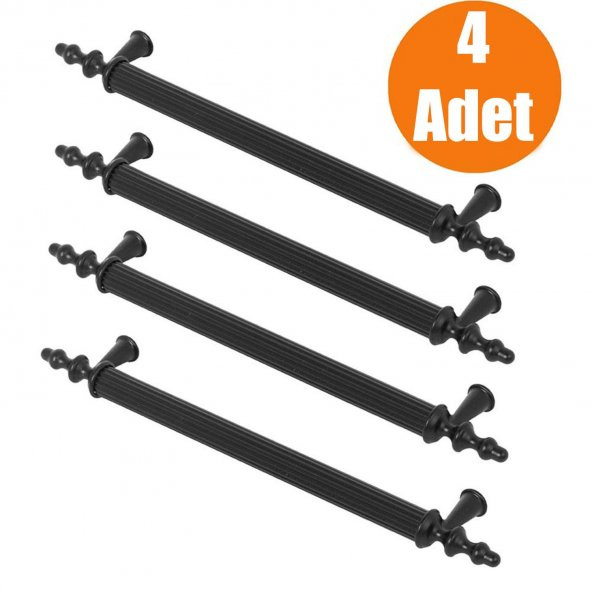 Çekmece Dolap Kapak Kulpu Kulbu Siyah Metal Kulp 96 mm (4 ADET)