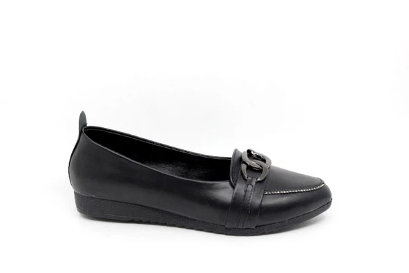 Zerhan 3025 Kadın Siyah Babet Ayakkabı - Resim 2