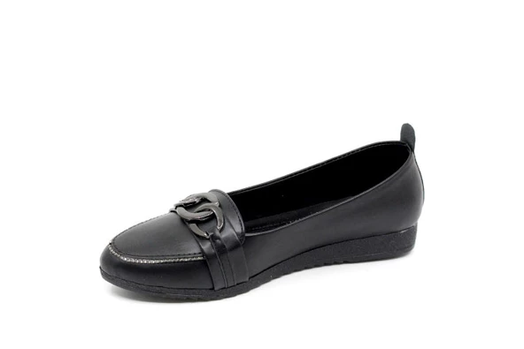 Zerhan 3025 Kadın Siyah Babet Ayakkabı - Resim 3