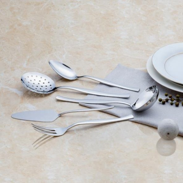 Nehir Zarif Sade 5 Parça Servis Kepçe Seti - 2