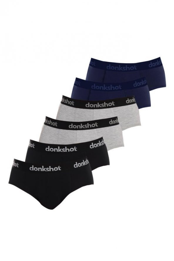 Donkshot (6 adet) Likralı Erkek Slip Boxer 1108V4 (Siyah-Lacivert-Gri)