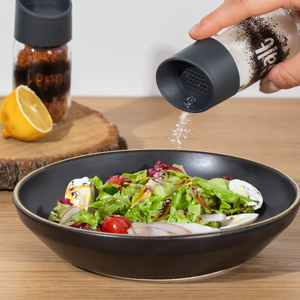 Porsima 121062-23-24 2'li Baharat Takımı - Cam Tuzluk Biberlik Baharatlık Salt Pepper 70 cc - 2