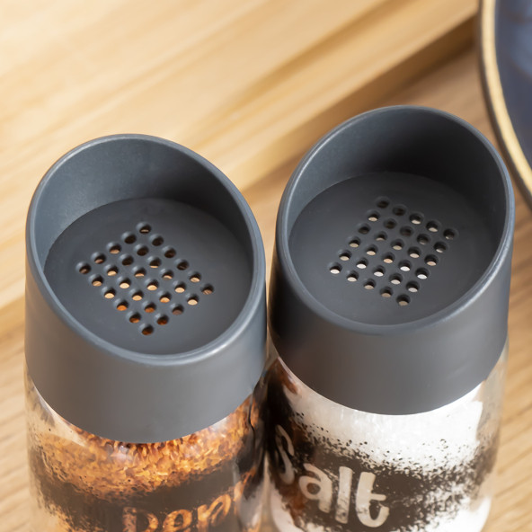 Porsima 121062-23-24 2'li Baharat Takımı - Cam Tuzluk Biberlik Baharatlık Salt Pepper 70 cc - 3