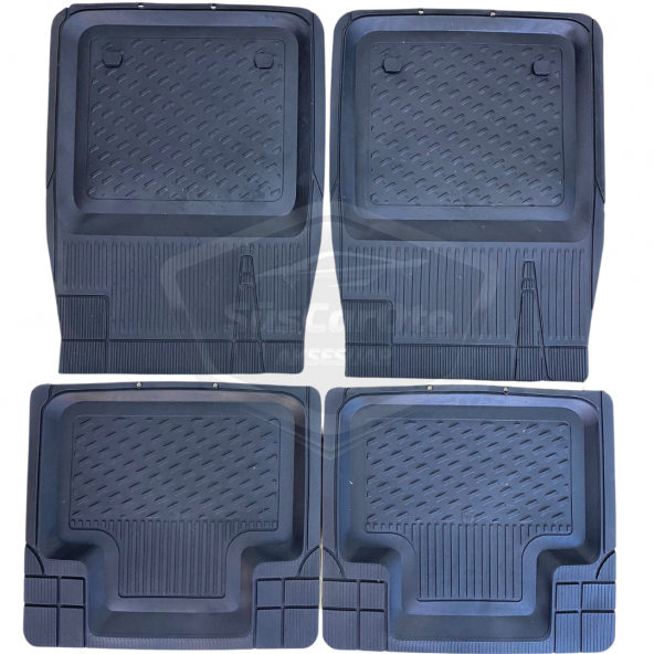 3D Havuzlu Paspas Üniversal 5 Parça Tüm Araçlar İçin Uyumlu Kesilebilir Paspas Siyah - 2