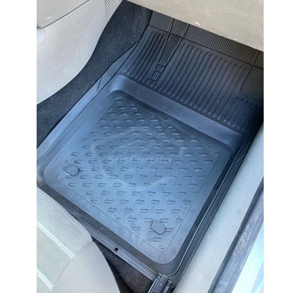 3D Havuzlu Paspas Üniversal 5 Parça Tüm Araçlar İçin Uyumlu Kesilebilir Paspas Siyah - 4