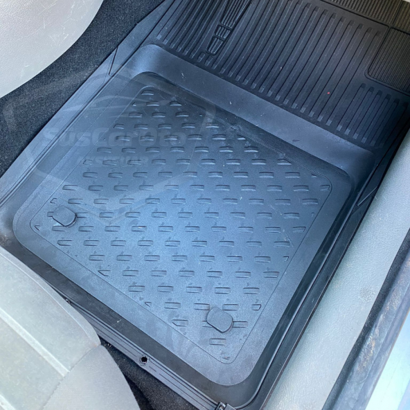 3D Havuzlu Paspas Üniversal 5 Parça Tüm Araçlar İçin Uyumlu Kesilebilir Paspas Siyah - 5