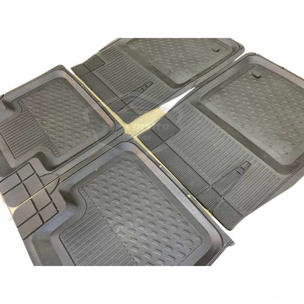 3D Havuzlu Paspas Üniversal 5 Parça Tüm Araçlar İçin Uyumlu Kesilebilir Paspas Siyah - 6