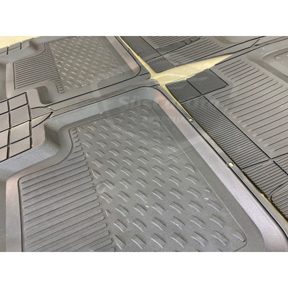 3D Havuzlu Paspas Üniversal 5 Parça Tüm Araçlar İçin Uyumlu Kesilebilir Paspas Siyah - 8