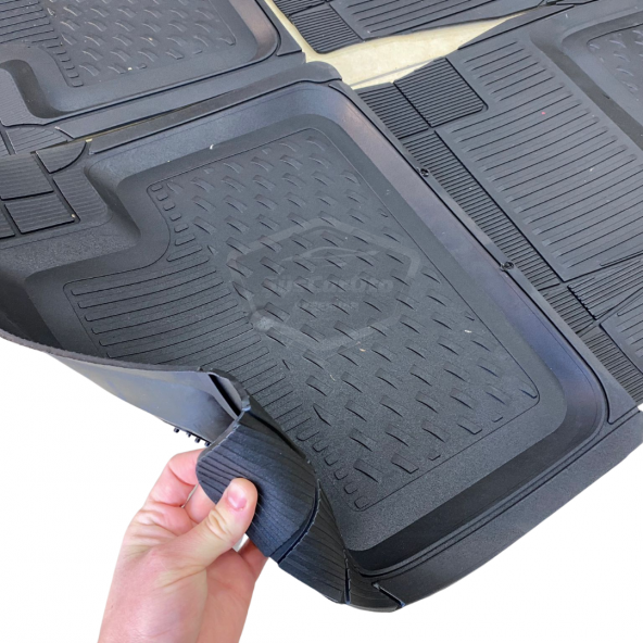 3D Havuzlu Paspas Üniversal 5 Parça Tüm Araçlar İçin Uyumlu Kesilebilir Paspas Siyah - 10