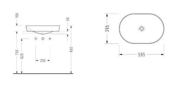 Serel Sapphire Mat Beyaz Tezgah Üstü Çanak Lavabo 40x60 cm SP46DXL010H - 2