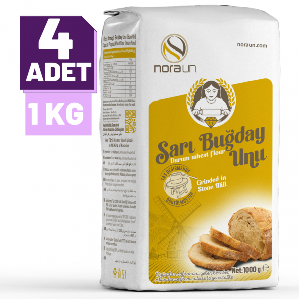 Sarı Buğday Unu ( Durum Buğdayı) 1 Kg 4 Adet