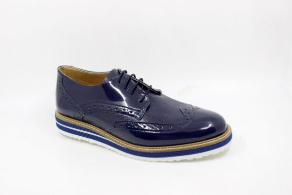 Zerhan 572 Erkek Çocuk Lacivert Rugan Lastik Bağcıklı Eva Taban Ayakkabı - Resim 3