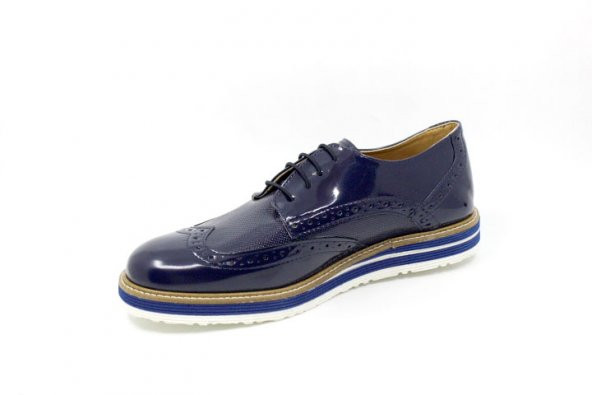 Zerhan 572 Erkek Çocuk Lacivert Rugan Lastik Bağcıklı Eva Taban Ayakkabı - Resim 4