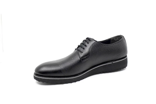 Zerhan 605 Erkek Siyah Suni Deri Bağcıklı Ayakkabı - Resim 3