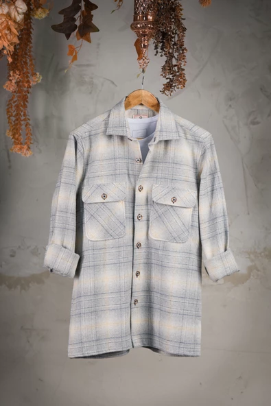 OVERSİZE EKOSELİ ÇİFT CEP ERKEK KALIN ODUNCU GÖMLEK - 5