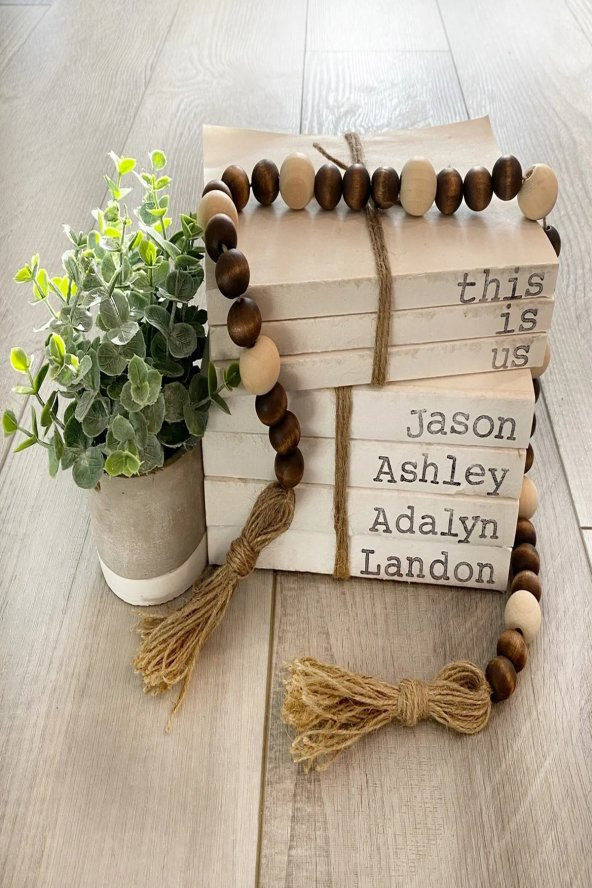 Dark Brown Naturel Ahşap Boncuklu Çok Amaçlı Süs 50cm + Püskül - 2