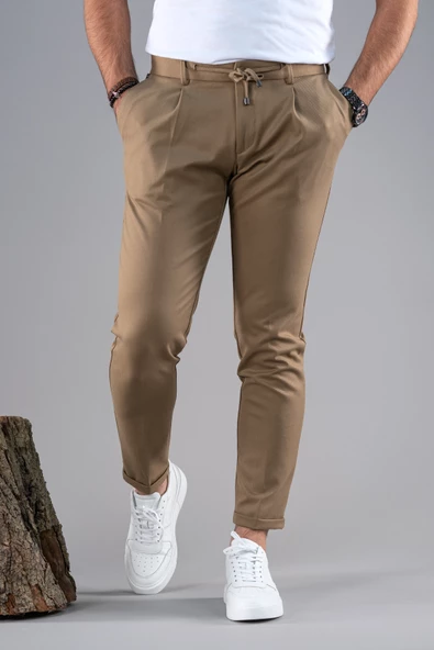 SLİMFİT TEK PİLELİ DAR PAÇA FERMUAR DETAYLI KIŞLIK KUMAŞ PANTOLON - 7