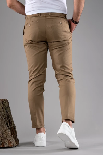 SLİMFİT TEK PİLELİ DAR PAÇA FERMUAR DETAYLI KIŞLIK KUMAŞ PANTOLON - 10