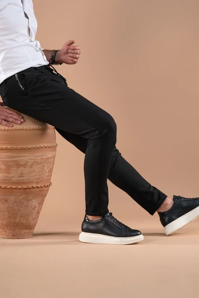 SLİMFİT TEK PİLELİ DAR PAÇA FERMUAR DETAYLI KIŞLIK KUMAŞ PANTOLON - 2