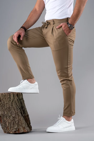 SLİMFİT TEK PİLELİ DAR PAÇA FERMUAR DETAYLI KIŞLIK KUMAŞ PANTOLON - 8