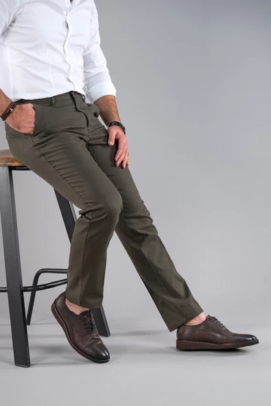 KLASİK KESİM KIŞLIK DOKULU PAMUKLU GABARDİN PANTOLON - 9