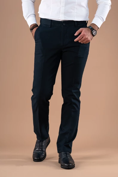 KLASİK KESİM KIŞLIK DOKULU PAMUKLU GABARDİN PANTOLON - 8