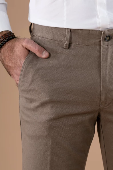KLASİK KESİM KIŞLIK DOKULU PAMUKLU GABARDİN PANTOLON - 5