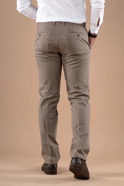 KLASİK KESİM KIŞLIK DOKULU PAMUKLU GABARDİN PANTOLON - 3