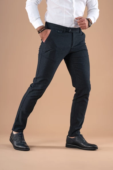 SLİMFİT KIŞLIK ARMÜRLÜ PAMUKLU GABARDİN PANTOLON - 3