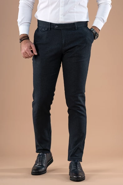 SLİMFİT KIŞLIK ARMÜRLÜ PAMUKLU GABARDİN PANTOLON