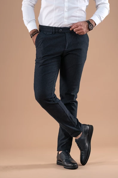 SLİMFİT KIŞLIK ARMÜRLÜ PAMUKLU GABARDİN PANTOLON - 4