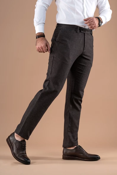 REGULAR FİT KIŞLIK ARMÜRLÜ GABARDİN PANTOLON - 3