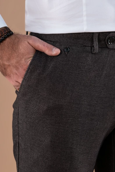 REGULAR FİT KIŞLIK ARMÜRLÜ GABARDİN PANTOLON - 5