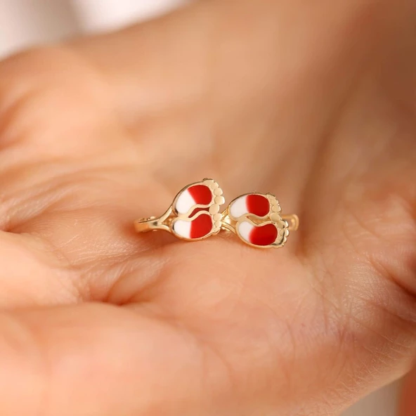 Altın Çocuk Küpesi Ayak İzi Mineli - Resim 2