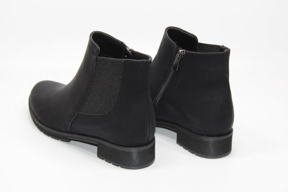 SEDEF KAYMAZ KAUÇUK TABAN FERMUARLI LASTİKLİ KADIN SİYAH BOT - 5