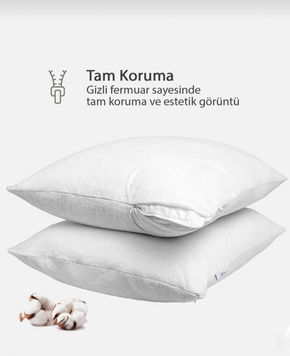 6 Adet Pamuklu Fermuarli Sıvı Geçirmez Yastık Alezi Yastık Koruyucu Yastık Kılıfı Yastık İçi 50 x 70 Cm - 5