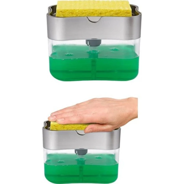 Nakres Pompalı Sünger Hazneli  Sıvı Sabunluk  Bulaşık süngerli Sıvı Sabunluk - Resim 5