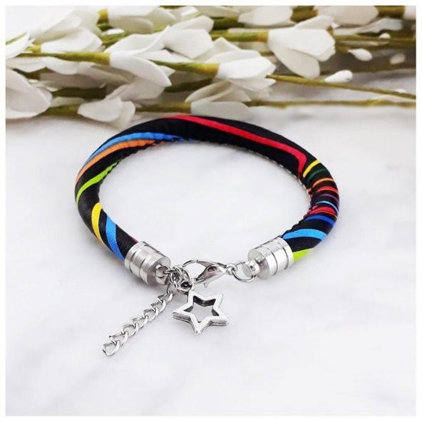 Gümüş Renk Yıldız Kadın Retro Bileklik - 3