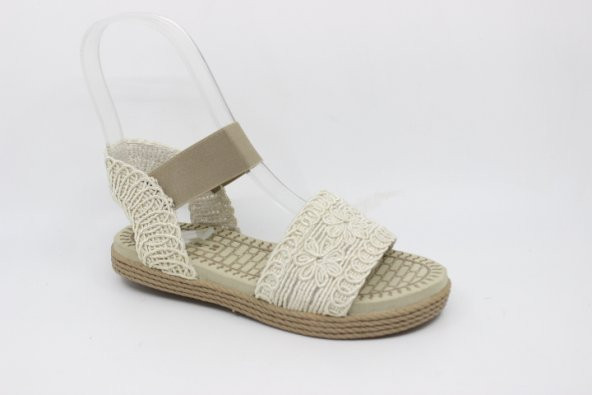 Zerhan 500 Kadın Makrome Örgü Eva iç Taban Bilek Lastikli Sandalet - 2