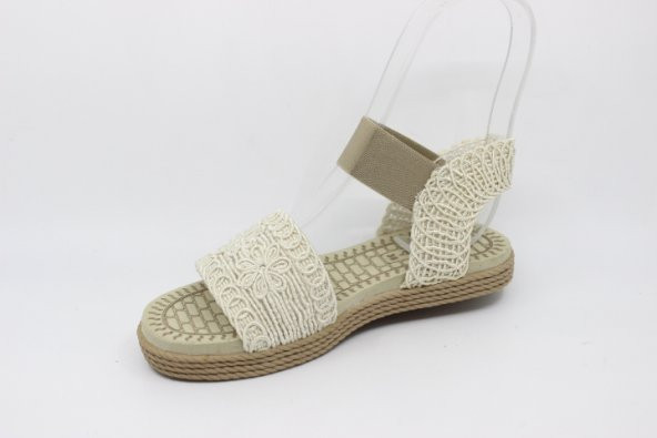 Zerhan 500 Kadın Makrome Örgü Eva iç Taban Bilek Lastikli Sandalet - 3