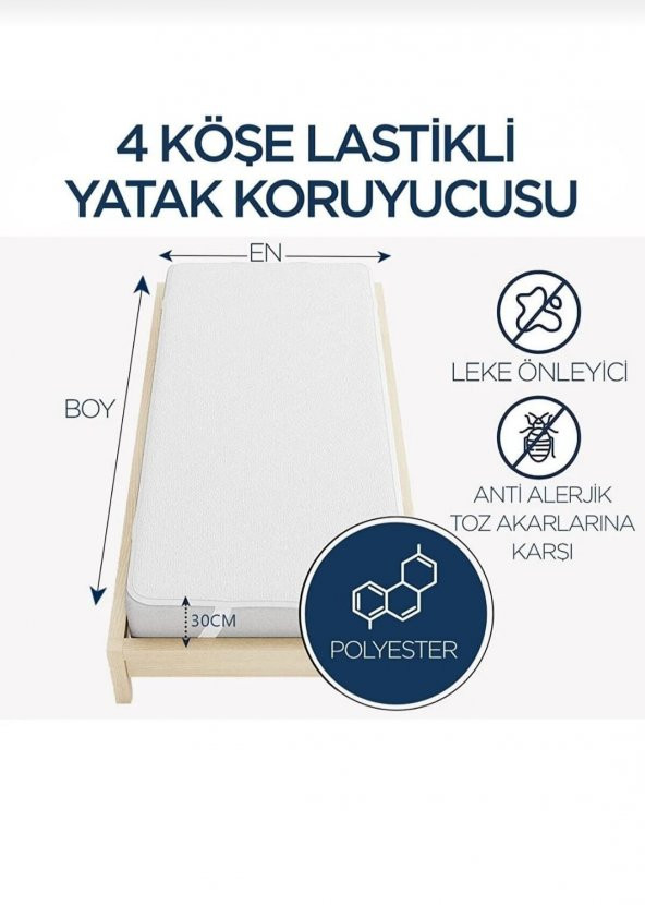 Micro Fit  Dört  Kenar Lastikli TEK  Kişilik Su  Sıvı  Geçirmez Yatak  Alezi  Yatak Koruyucu 90 x 190 CM Pamuklu - 3