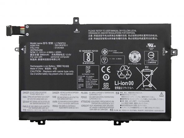RETRO Lenovo ThinkPad L480, L580, 01AV464, L17M3P53 Notebook Bataryası