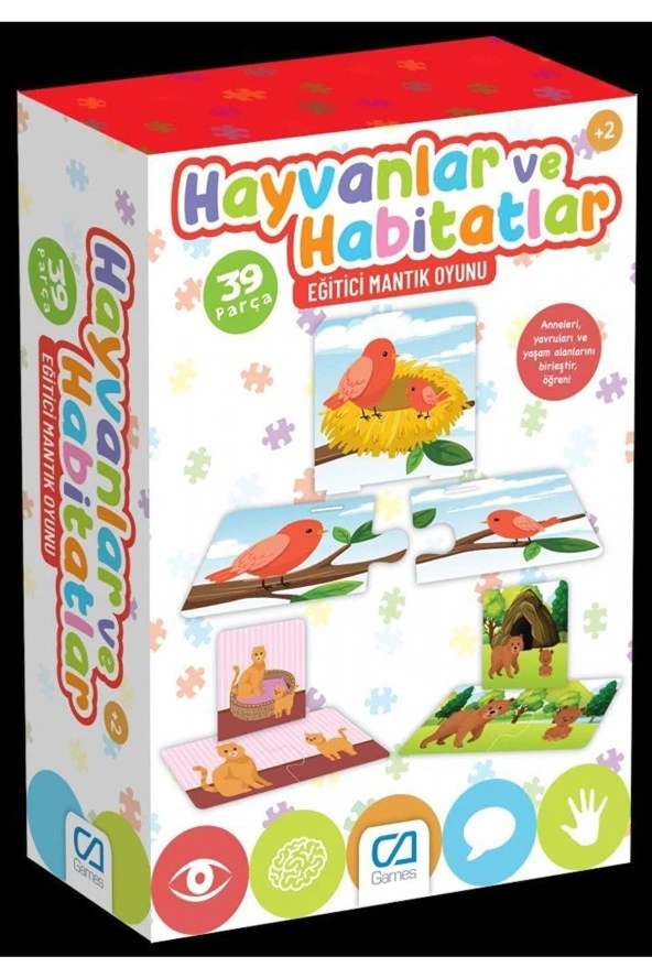 Ca Games Eğitici ve Öğretici Hayvanlar ve Habitatlar 39 Parça Mantık Oyunu
