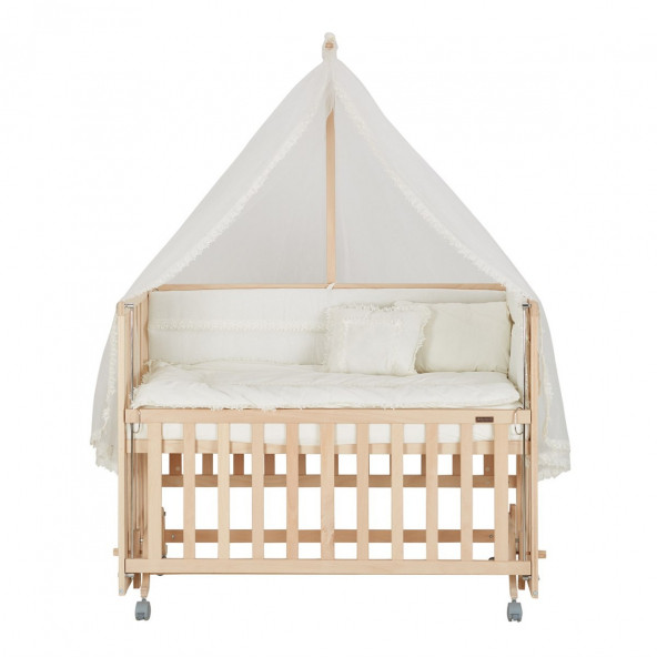 Baby Tech Extra 60x120 doğal Naturel Ahşap Anne Yanı Beşik - 2