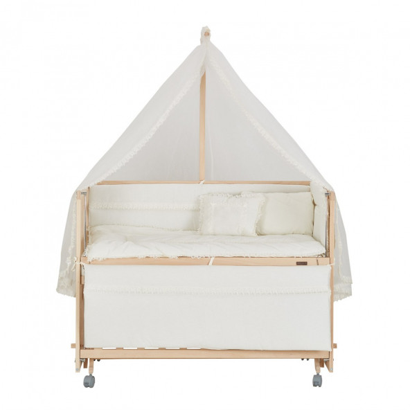 Baby Tech Extra 60x120 doğal Naturel Ahşap Anne Yanı Beşik - 4