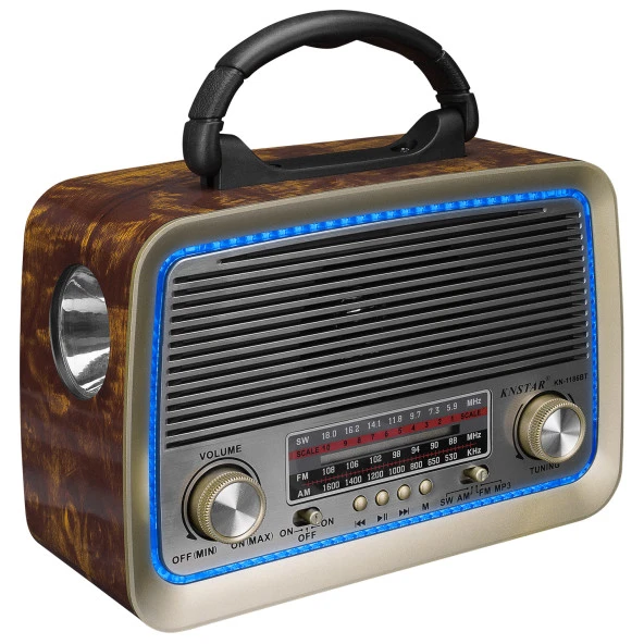 Mikado Ahşap Usb-TF Destekli Bluetooth FM-AM-SW 3 Band Klasik Radyo