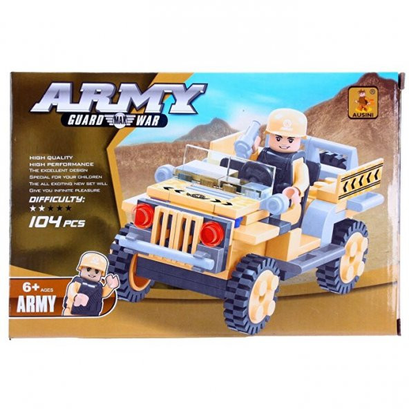Ausini Army 104 Parça Askeri Jeep - 2